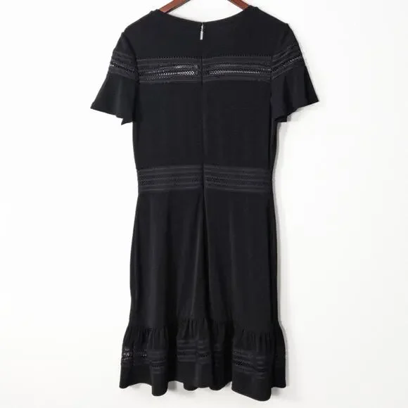 Michael Michael Kors Women’s Black Knit Cocktail Dress Sheer Quiet Luxury Medium - Picture 2 of 10